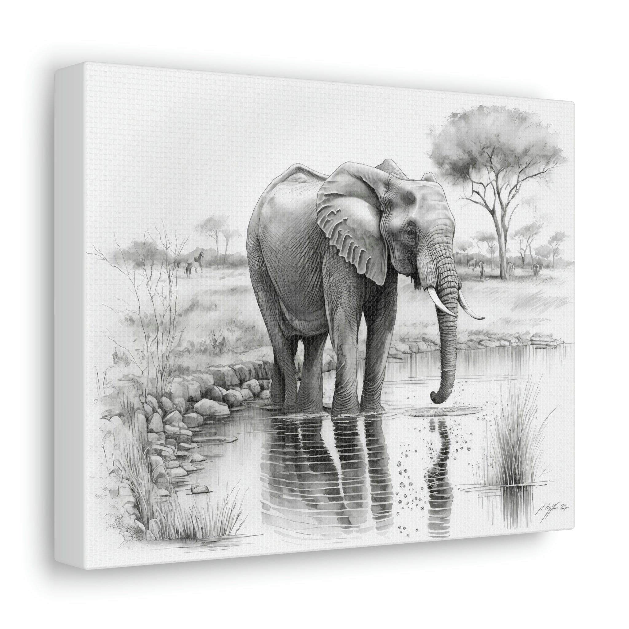 African Elephant Pencil Drawing Wall Art - Sparrow Springs